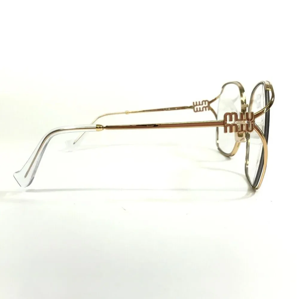 Miu Miu Eyeglasses Frames SMU 52W 5AK-08N Gold Oversized Semi Rim 60-19-125 - Picture 4 of 12